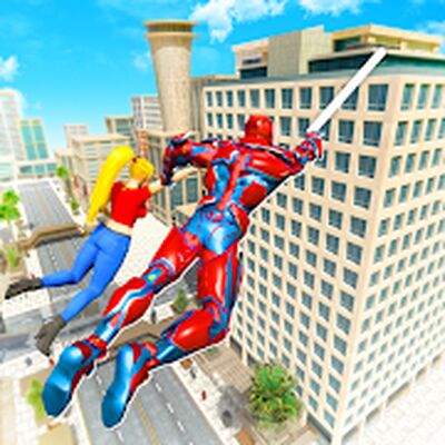 Скачать взломанную Flying Police Robot Rope Hero: Gangster Crime City [Мод меню] MOD apk на Андроид