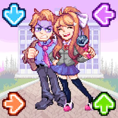 Скачать взломанную Friday Funkin Mod Monika и Senpai FNF [Много денег] MOD apk на Андроид