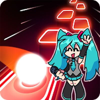 Скачать взломанную FNF Miku Mod - Beat Hop Tiles [Много монет] MOD apk на Андроид