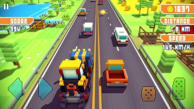 Скачать взломанную Blocky Highway: Traffic Racing [Бесплатные покупки] MOD apk на Андроид