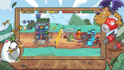 Скачать взломанную CatnRobot Idle Defense Grow TD [Много денег] MOD apk на Андроид