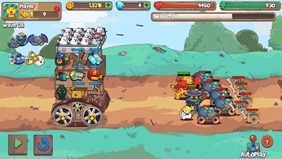 Скачать взломанную CatnRobot Idle Defense Grow TD [Много денег] MOD apk на Андроид
