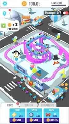 Скачать взломанную Idle Roller Coaster [Бесплатные покупки] MOD apk на Андроид