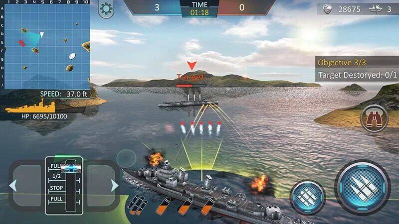 Скачать взломанную Атака военных кораблей 3D [Мод меню] MOD apk на Андроид