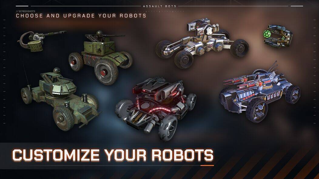 Скачать взломанную Assault Bots: Multiplayer [Много монет] MOD apk на Андроид