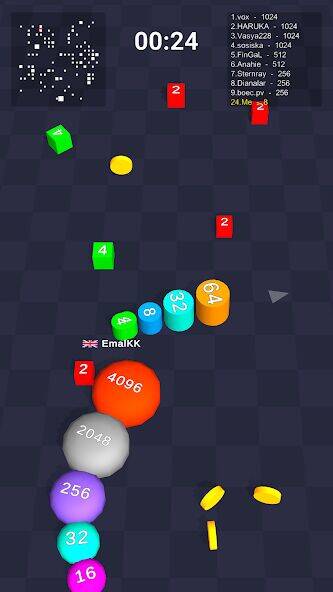 Скачать взломанную Cube Arena 2048 — змейка числа [Бесплатные покупки] MOD apk на Андроид