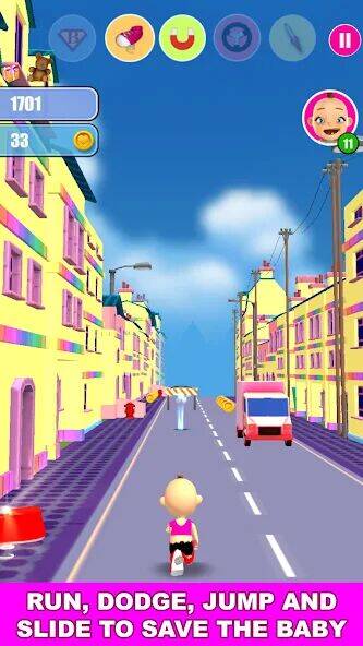 Скачать взломанную Детские Run няня побег [Много денег] MOD apk на Андроид