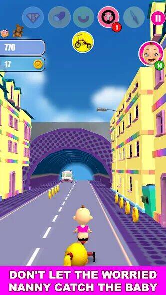 Скачать взломанную Детские Run няня побег [Много денег] MOD apk на Андроид