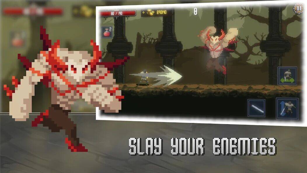 Скачать взломанную Deathblaze Action Platformer [Много денег] MOD apk на Андроид