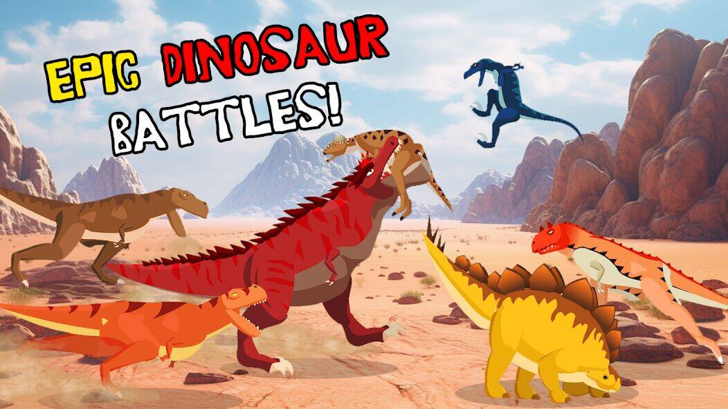 Скачать взломанную T-Rex Fights Dinosaurs [Много денег] MOD apk на Андроид
