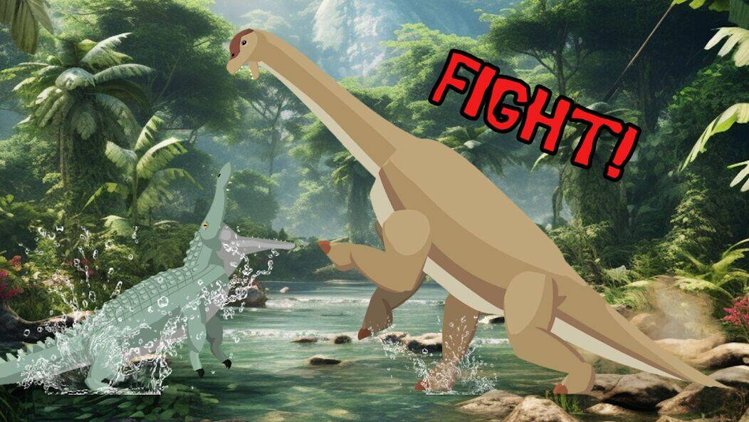 Скачать взломанную T-Rex Fights Dinosaurs [Много денег] MOD apk на Андроид