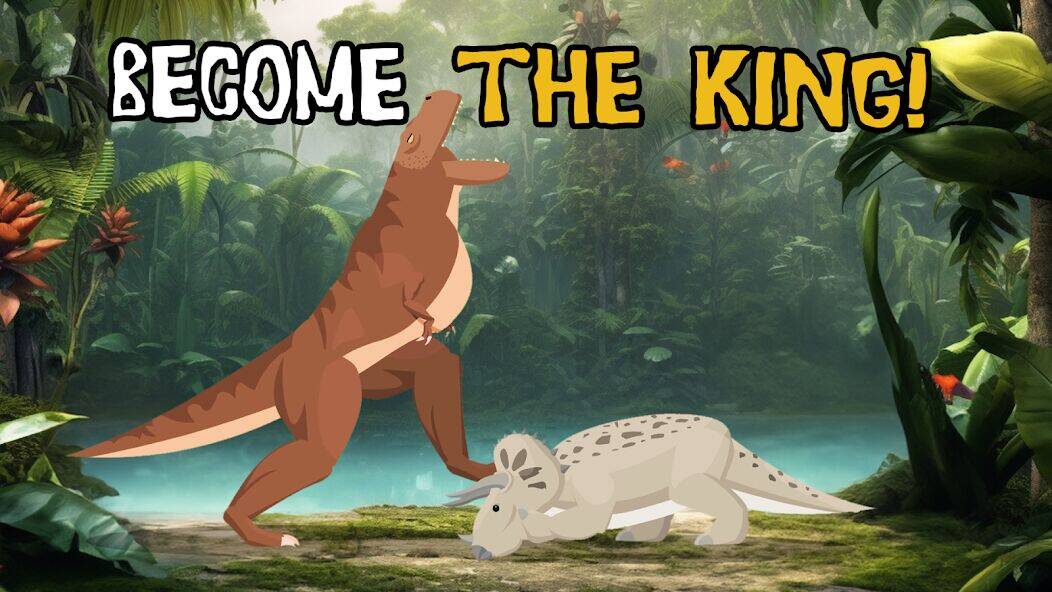 Скачать взломанную T-Rex Fights Dinosaurs [Много денег] MOD apk на Андроид