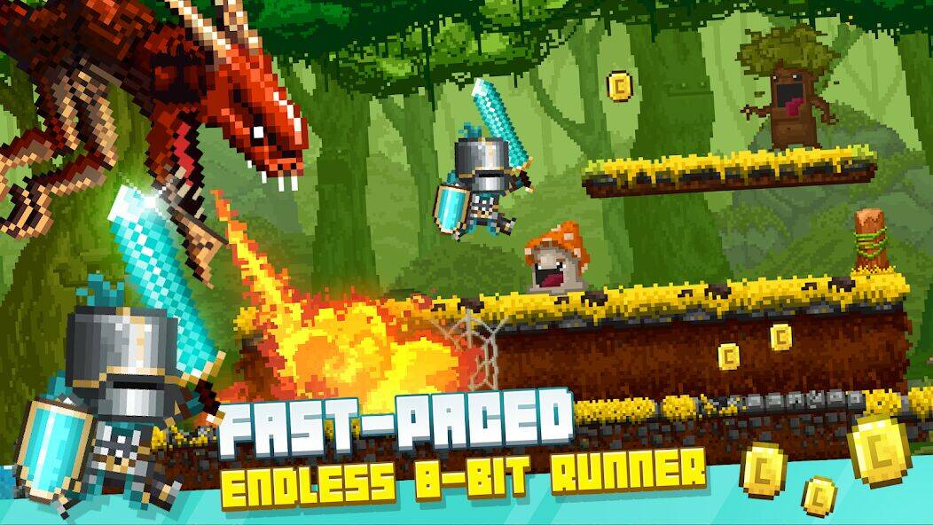 Скачать взломанную Bit Heroes Runner: Pixel Blitz [Много денег] MOD apk на Андроид