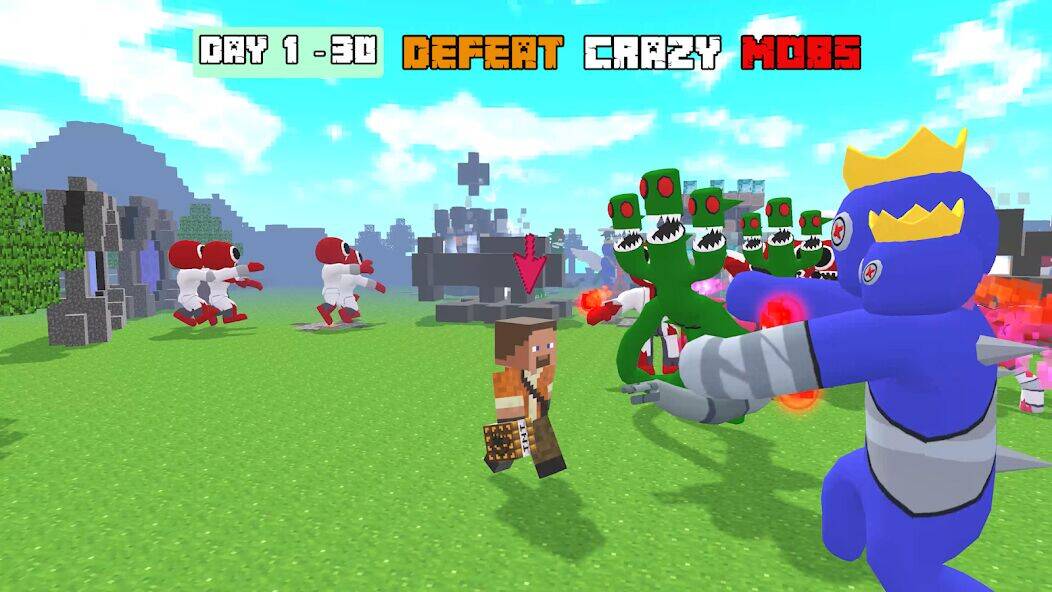 Скачать взломанную 100 Days Rainbow Survival MCPE [Много денег] MOD apk на Андроид