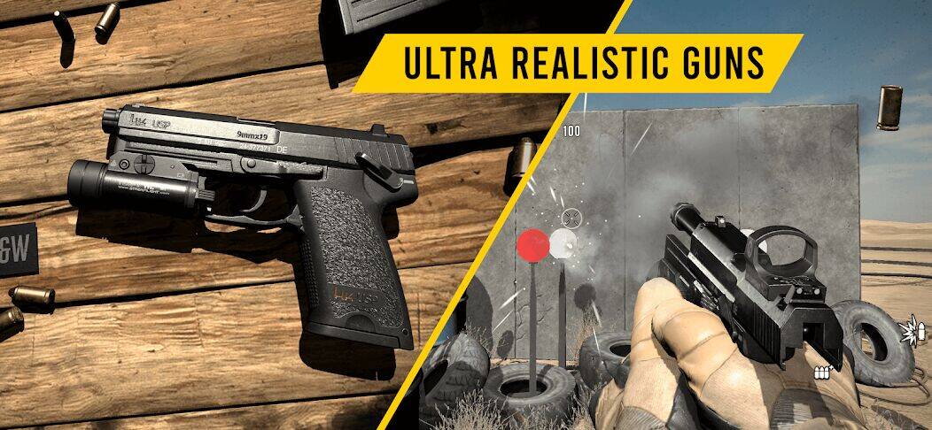 Скачать взломанную GUNSIM - 3D FPS Shooting Guns [Бесплатные покупки] MOD apk на Андроид