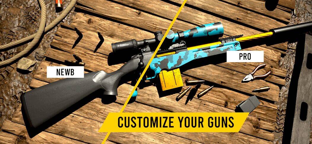 Скачать взломанную GUNSIM - 3D FPS Shooting Guns [Бесплатные покупки] MOD apk на Андроид