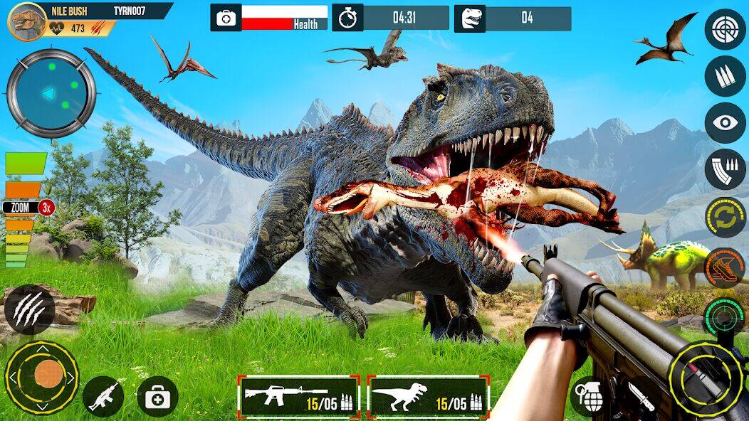 Скачать взломанную Real Dino Hunting Gun Games [Много денег] MOD apk на Андроид