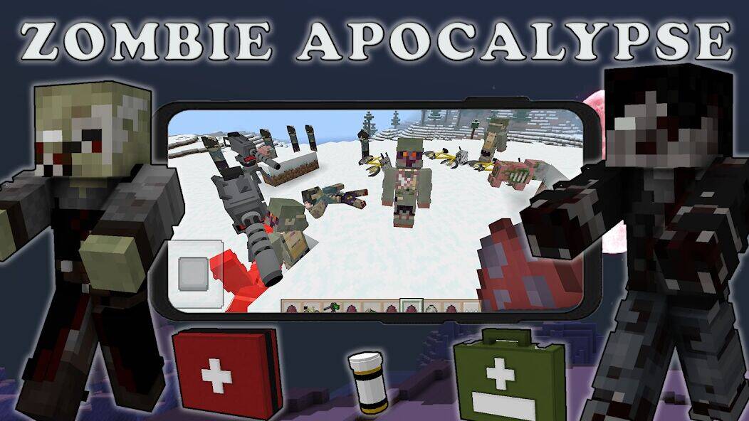 Скачать взломанную Zombie Apocalypse Craft Mod [Много монет] MOD apk на Андроид