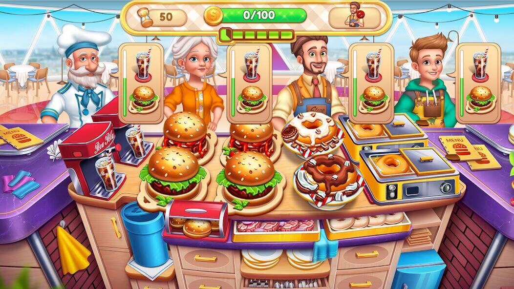 Скачать взломанную Кулинарные игры в ресторане [Бесплатные покупки] MOD apk на Андроид