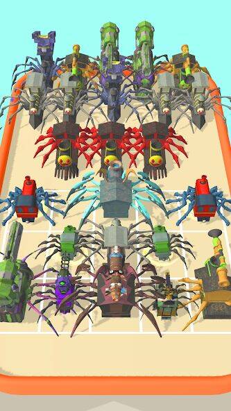 Скачать взломанную Merge Spider Train. [Бесплатные покупки] MOD apk на Андроид