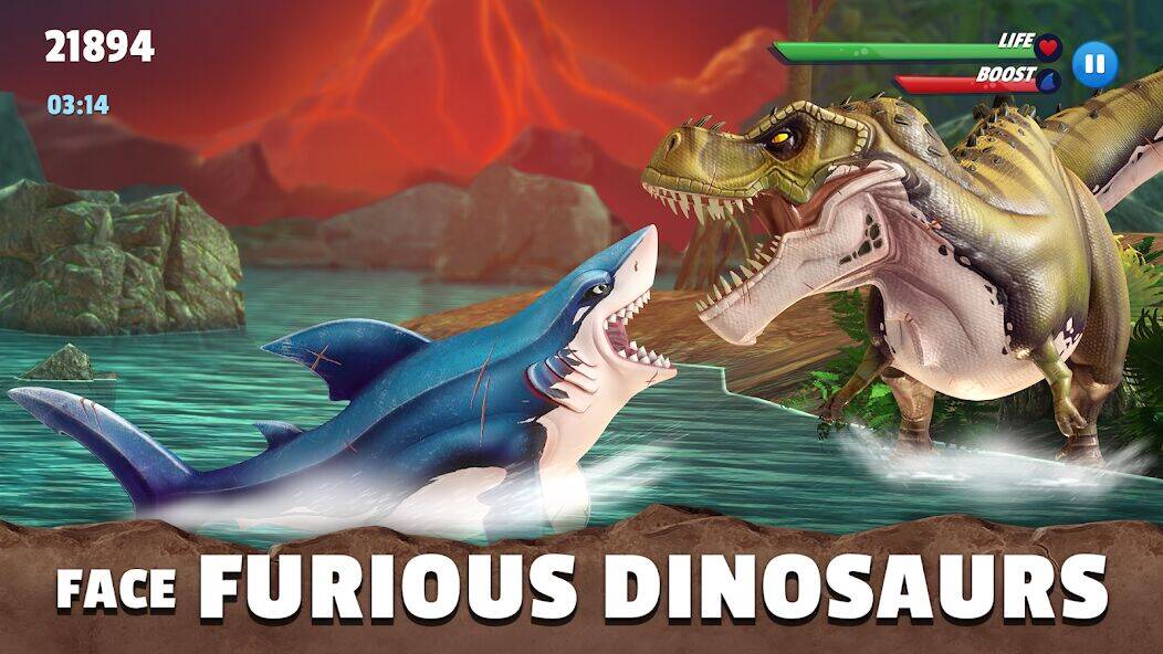 Скачать взломанную Hungry Shark Primal [Мод меню] MOD apk на Андроид