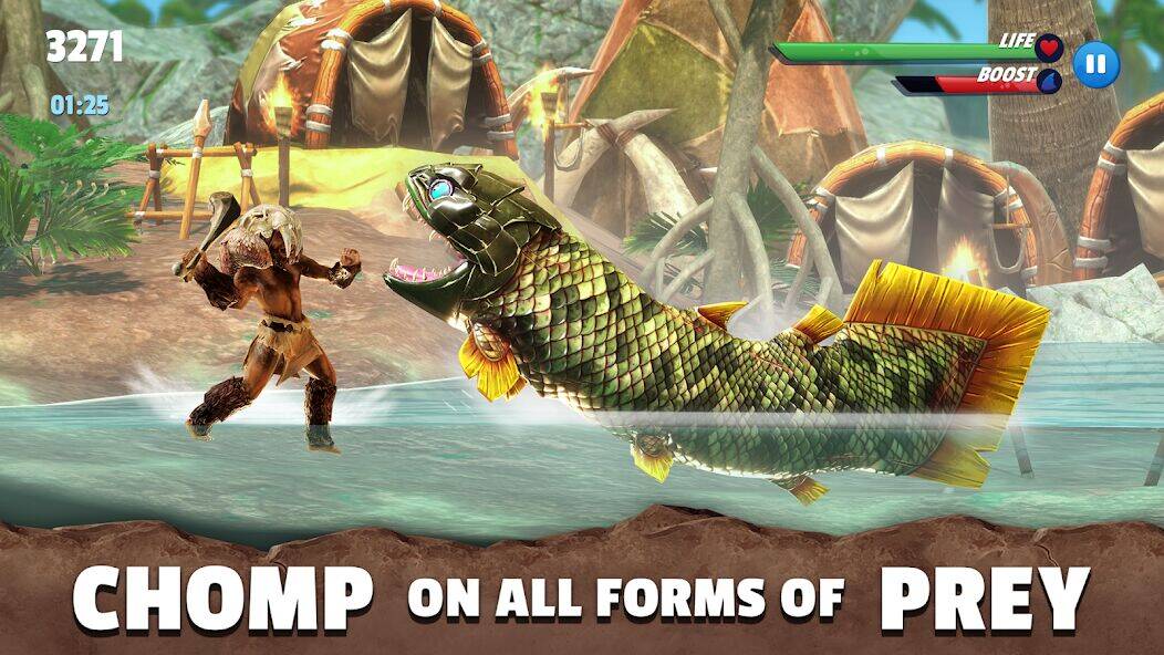 Скачать взломанную Hungry Shark Primal [Мод меню] MOD apk на Андроид