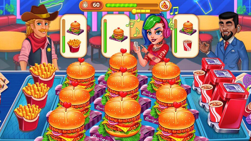 Скачать взломанную Cooking Max:кафе ресторан игра [Бесплатные покупки] MOD apk на Андроид