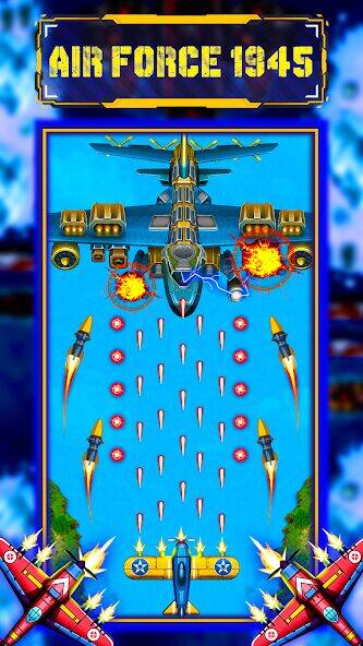 Скачать взломанную Air Force 1945 Sky Attack [Много денег] MOD apk на Андроид