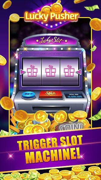 Скачать взломанную Lucky Cash Pusher Coin Games [Много монет] MOD apk на Андроид