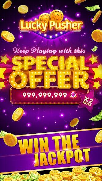 Скачать взломанную Lucky Cash Pusher Coin Games [Много монет] MOD apk на Андроид