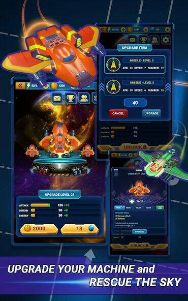 Скачать взломанную Skyforce Invaders [Много денег] MOD apk на Андроид