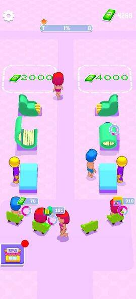 Скачать взломанную IDLE Spa Salon - 3D Arcade [Много денег] MOD apk на Андроид