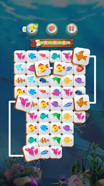 Скачать взломанную Mahjong Connect Fish World [Бесплатные покупки] MOD apk на Андроид