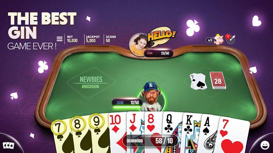 Скачать взломанную Gin Rummy Extra - Online Rummy [Много монет] MOD apk на Андроид