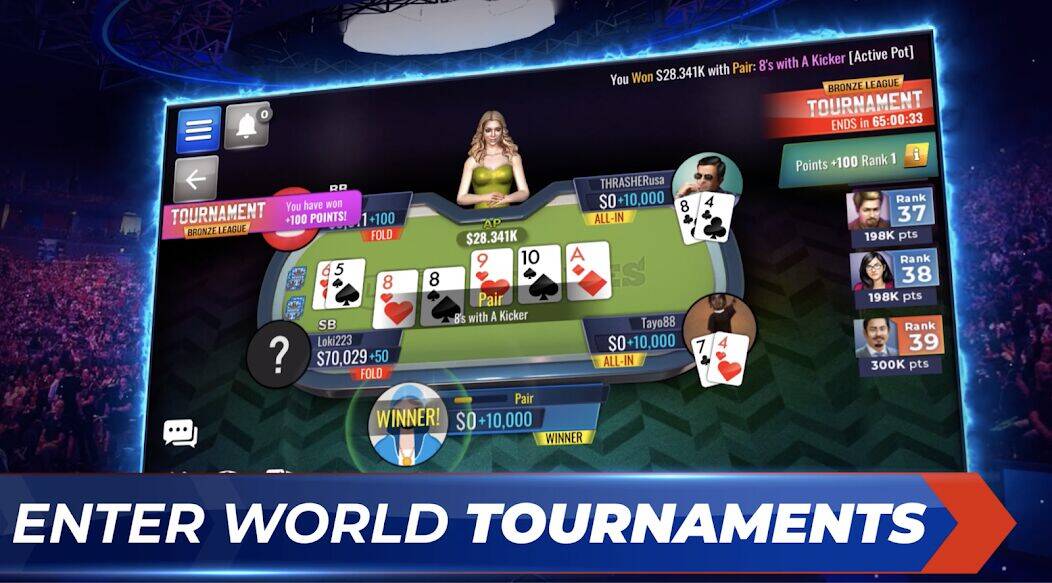 Скачать взломанную Poker Legends - Texas Hold'em [Много денег] MOD apk на Андроид