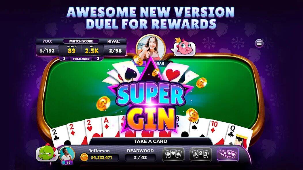 Скачать взломанную Gin Rummy Super - Card Game [Много монет] MOD apk на Андроид