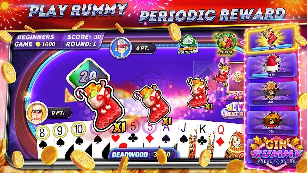 Скачать взломанную Gin Rummy Online & Offline [Много монет] MOD apk на Андроид