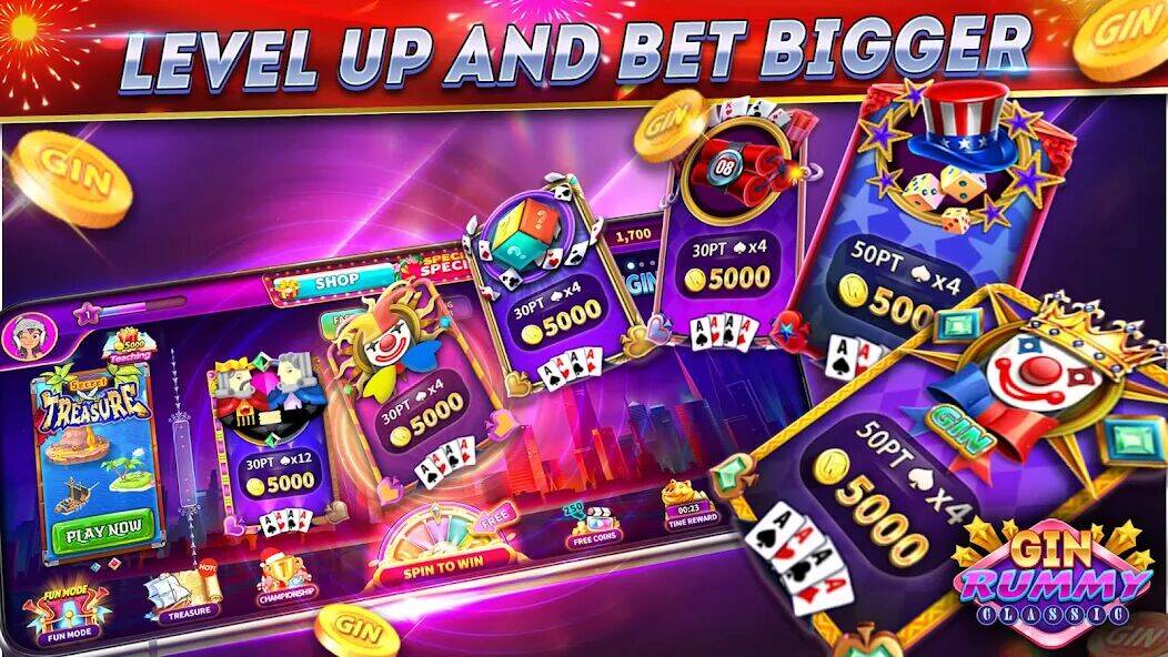 Скачать взломанную Gin Rummy Online & Offline [Много монет] MOD apk на Андроид