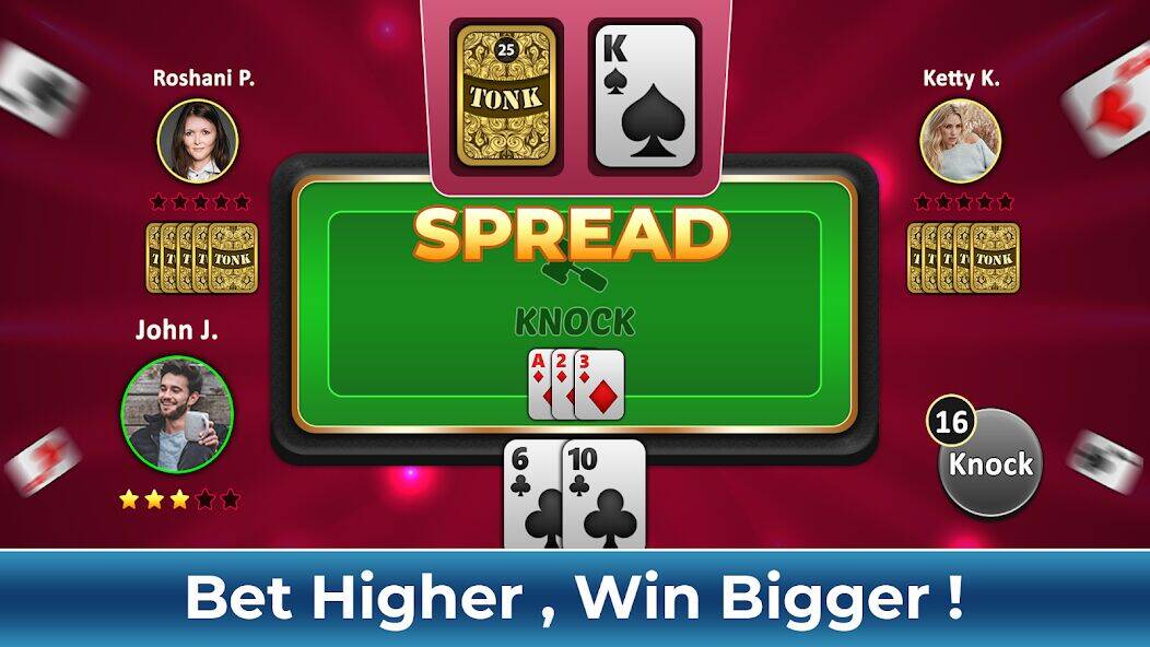 Скачать взломанную Tonk Rummy Card Game [Много денег] MOD apk на Андроид