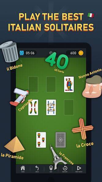 Скачать взломанную Italian Solitaires Collection [Бесплатные покупки] MOD apk на Андроид