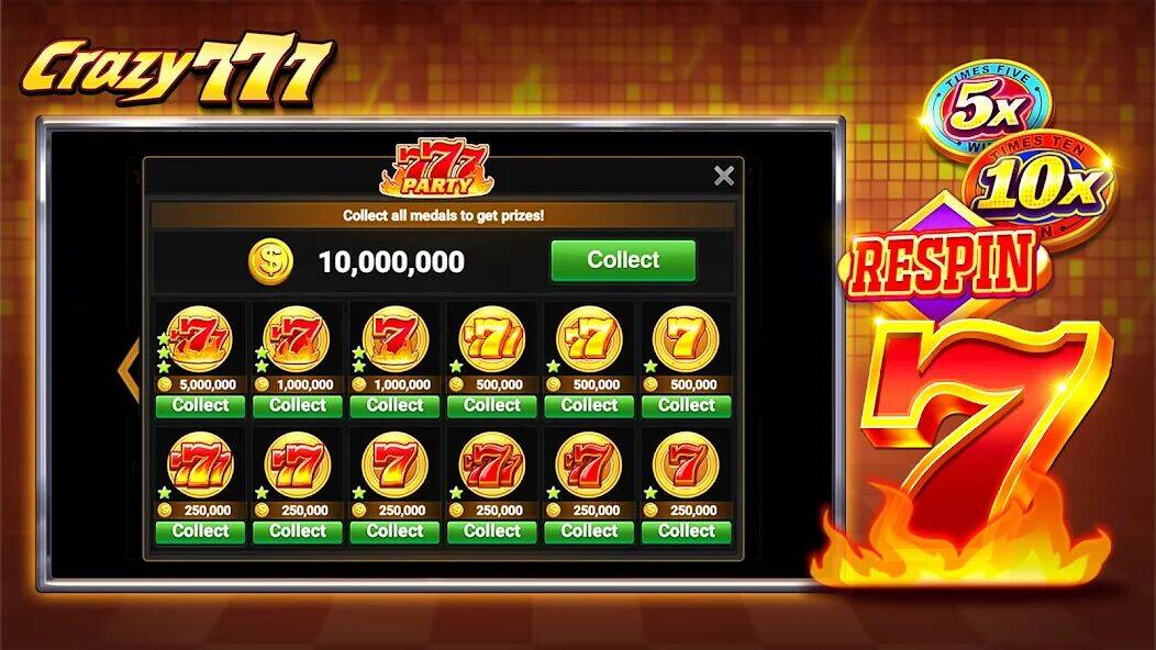 Скачать взломанную Crazy 777 Slot-TaDa Games [Много монет] MOD apk на Андроид