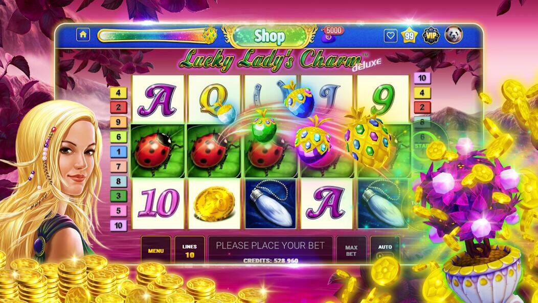 Скачать взломанную Bloom Boom Casino Slots Online [Много монет] MOD apk на Андроид