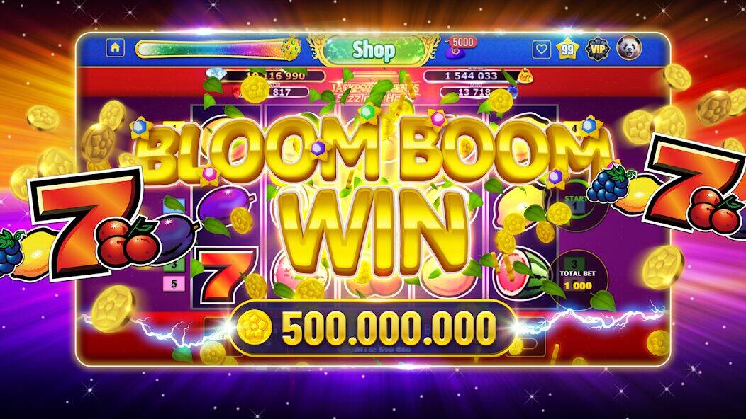 Скачать взломанную Bloom Boom Casino Slots Online [Много монет] MOD apk на Андроид