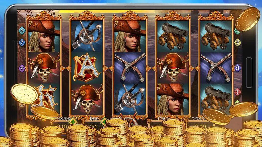 Скачать взломанную Pirate Slots: VR Slot Machine  [Много денег] MOD apk на Андроид