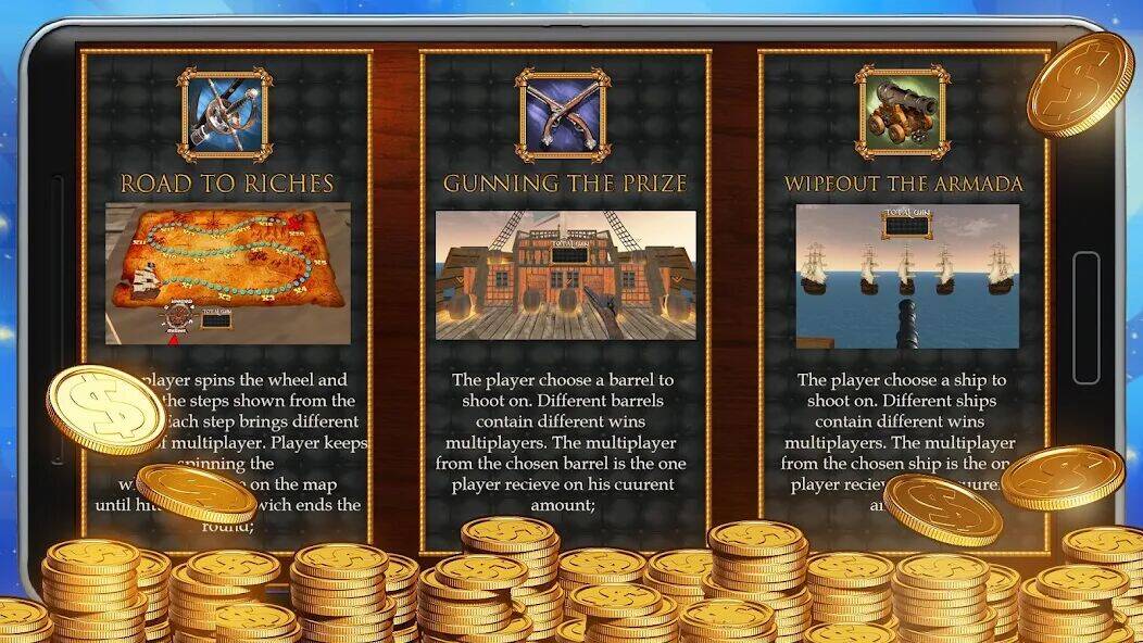 Скачать взломанную Pirate Slots: VR Slot Machine  [Много денег] MOD apk на Андроид