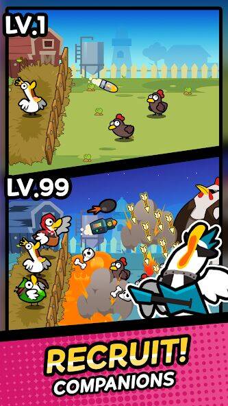 Скачать взломанную Duck vs Chicken : Idle Defense [Бесплатные покупки] MOD apk на Андроид