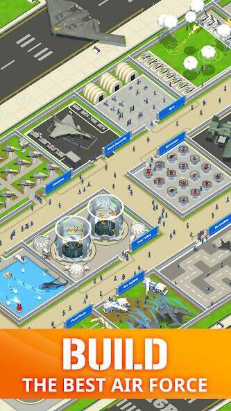 Скачать взломанную Idle Air Force Base [Много монет] MOD apk на Андроид