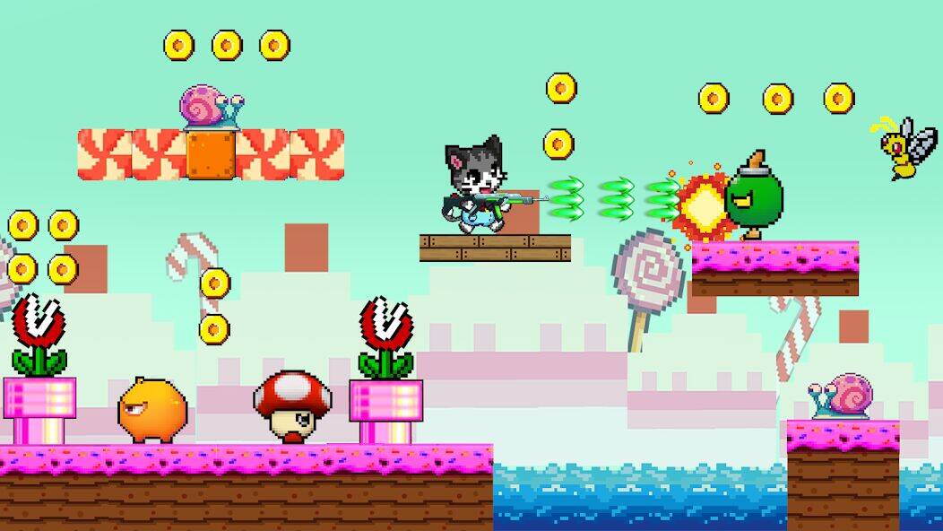 Скачать взломанную Super Cat Gun: Adventure World [Много монет] MOD apk на Андроид