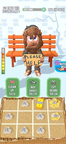 Скачать взломанную Begging Life [Много монет] MOD apk на Андроид