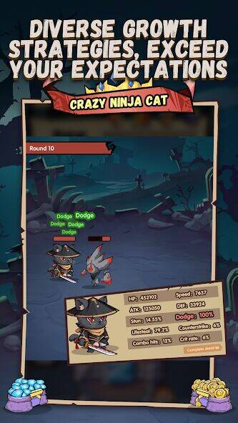 Скачать взломанную Ninja Cat - Idle Arena [Много денег] MOD apk на Андроид